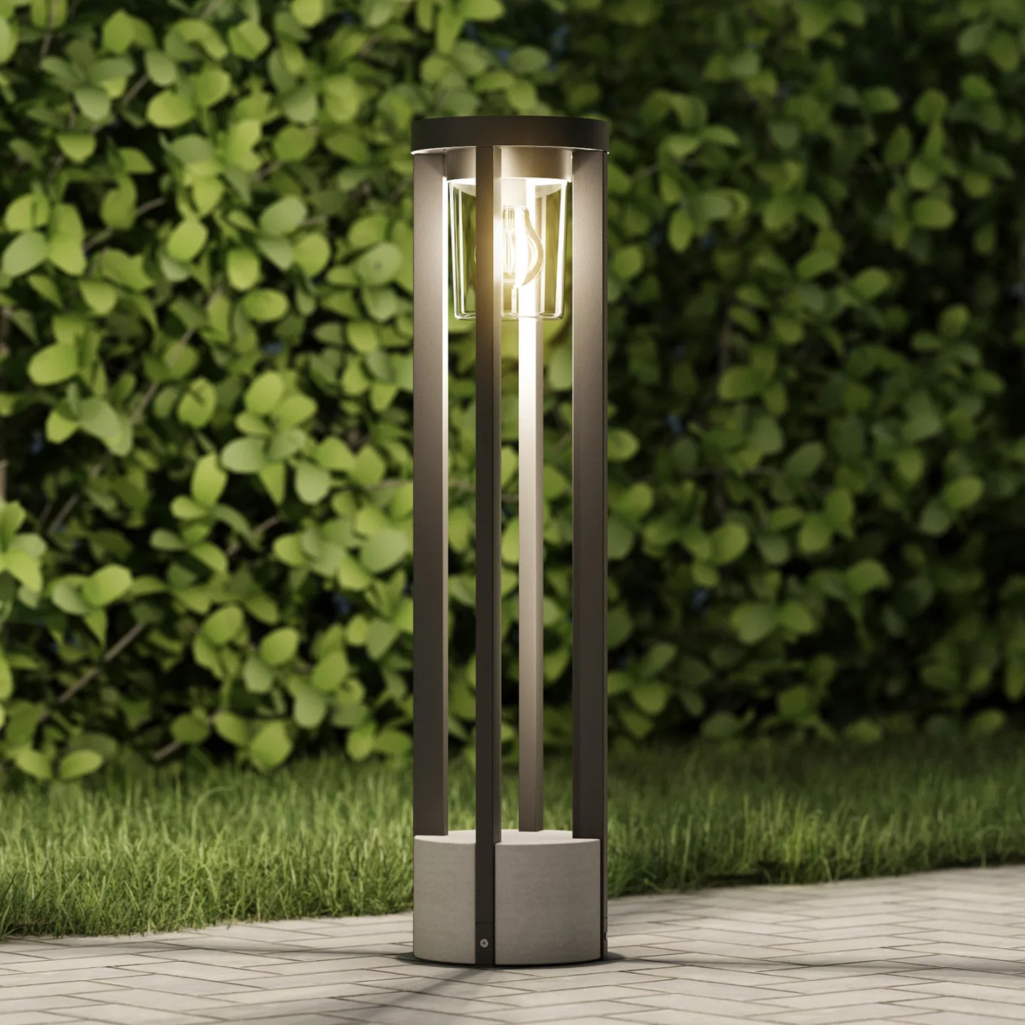 Kalisa Round Gartenleuchte H68 Dark Grey - Lucande Overa - Terrasse - Modern - Metall - Einflammig