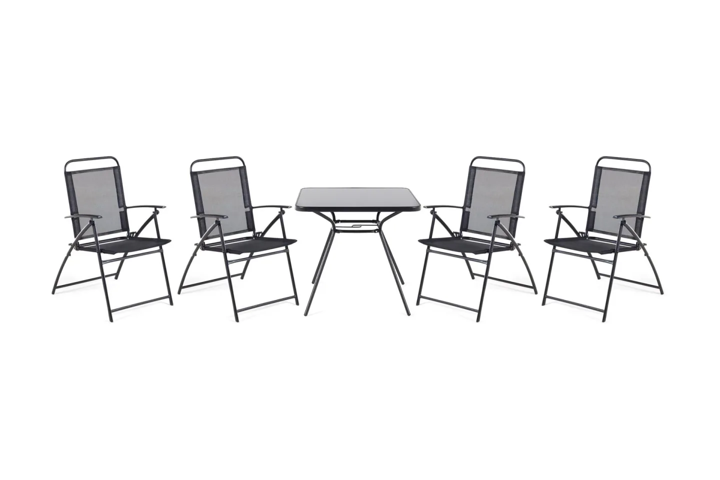 Livo Trädgårdsmöbelset Med Utebord+4 Utestolar - Svart