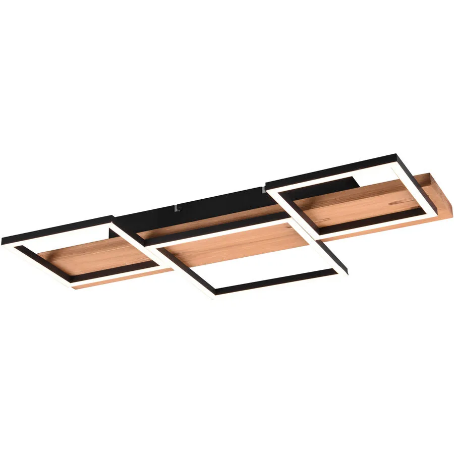 Deckenlampe Hakora Schwarz Metall 65 cm 7.5 cm - Farbe: Schwarz matt - LED - Lichtfarbe: Warmweiss - LED Energiesparlampen