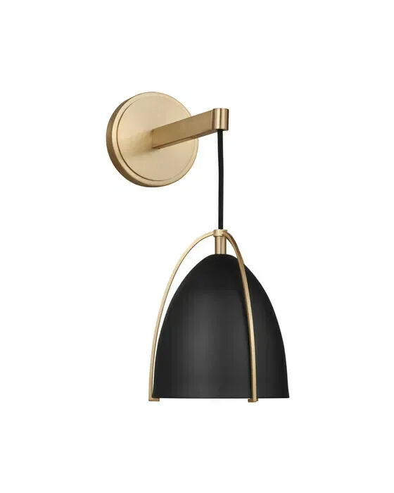 Norman One Light Wall Sconce Satin Brass/Matte Black