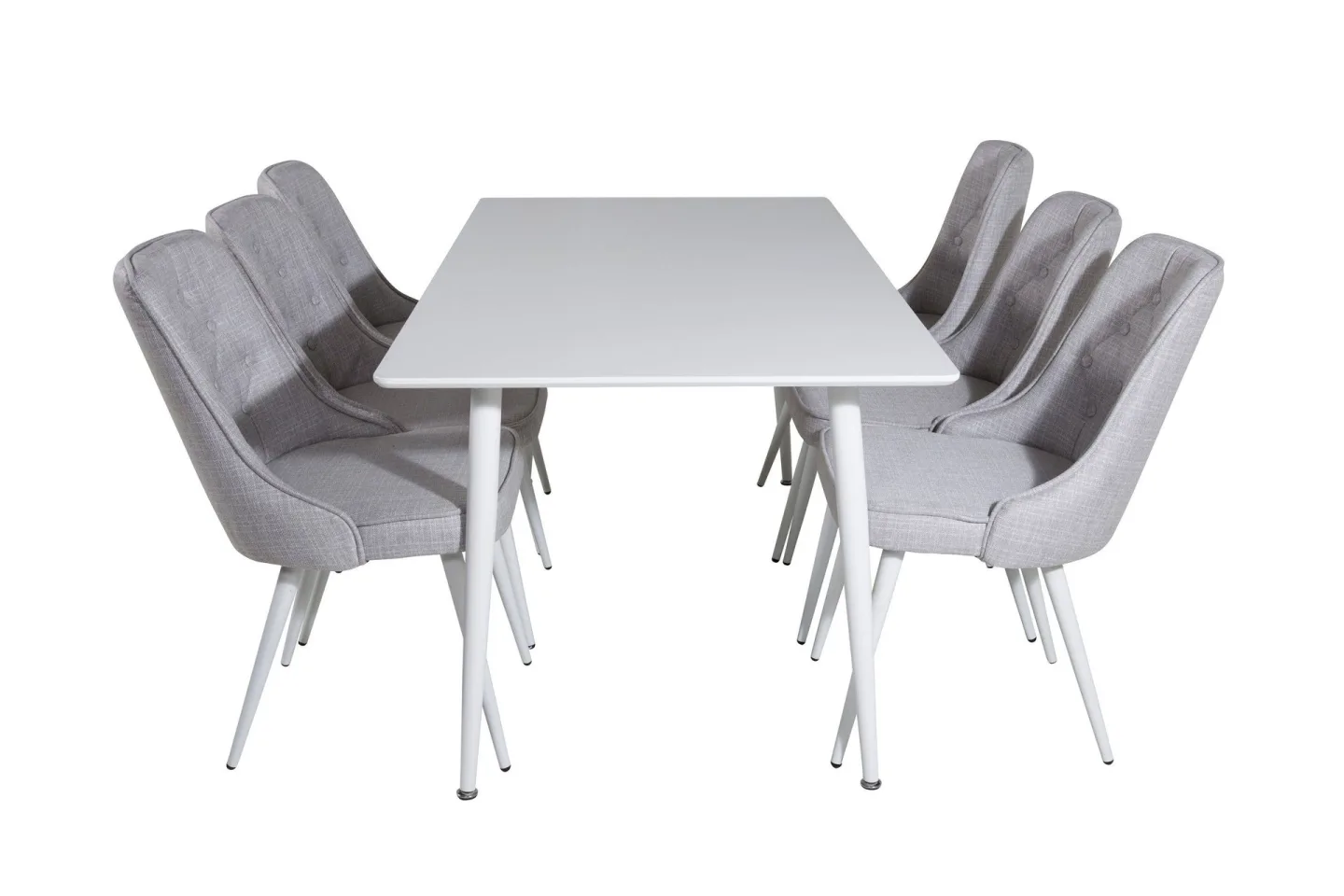 Polar Matgrupp 180 cm Rektangulär med 6 Velvet Deluxe stolar - Grå