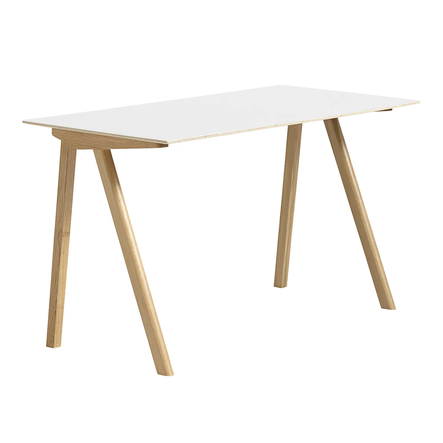 HAY - CPH90 2.0 Desk Lacquered Oak Frame L130 X W65 X H74 White Laminate Tabletop Lacquered Edge - Skrivbord - Ronan & Erwan Bouroullec - Vit - Trä