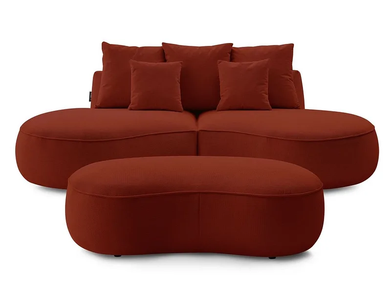 3er Sofa mit Hocker BOBOCHIC SAINT-GERMAIN Stoff mit Textur rot