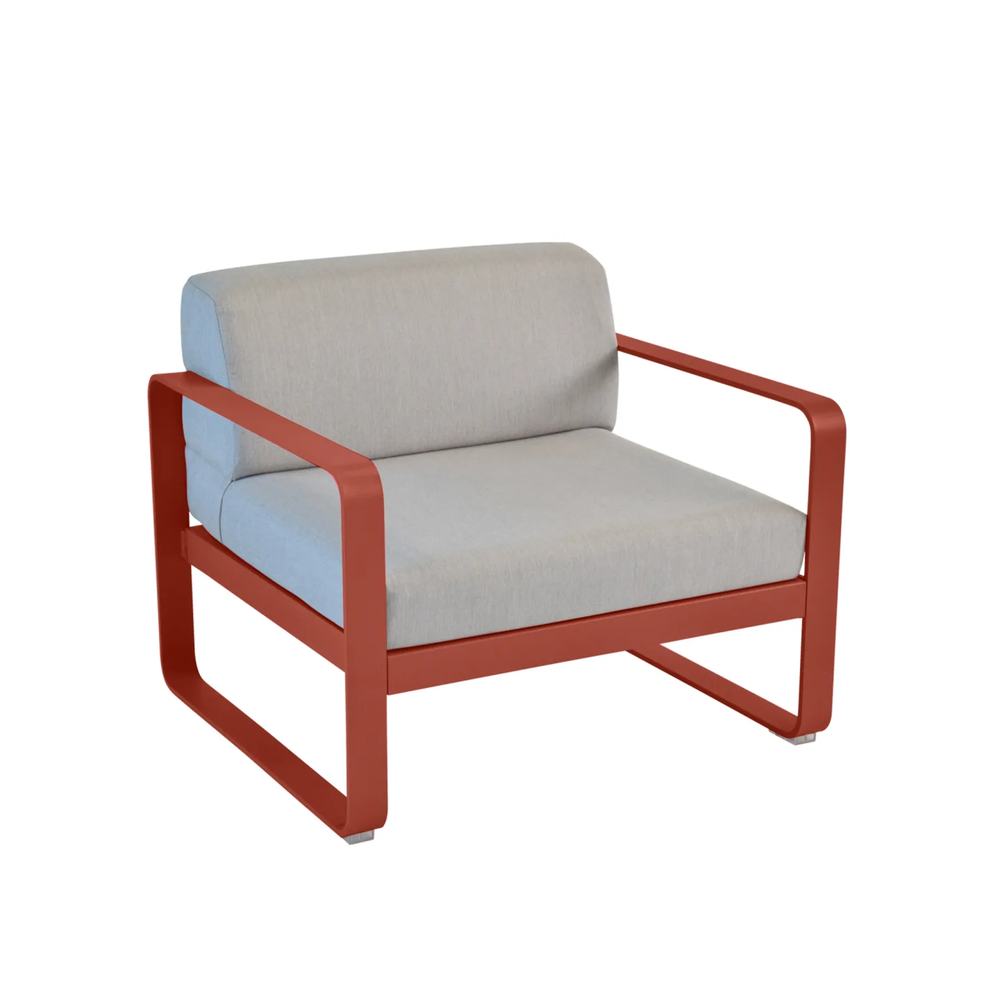 Fermob - Bellevie Armchair Flannel Grey Cushions, Red Ochre - Fåtöljer utomhus - Pagnon & Pelhaître - Röd - Metall/Plast