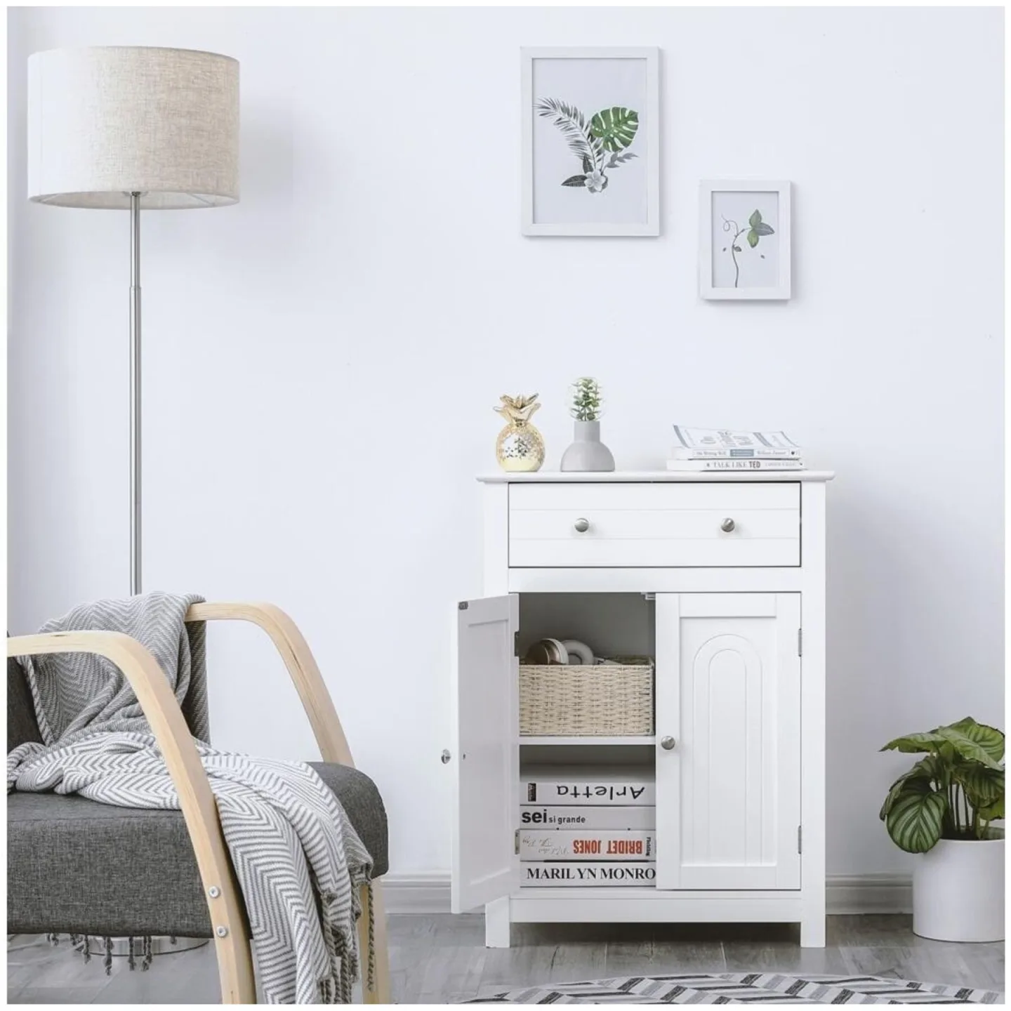 Badmöbel VASAGLE Weiss B 60 T 30 H 80 cm - Material: Holz - Badmöbel