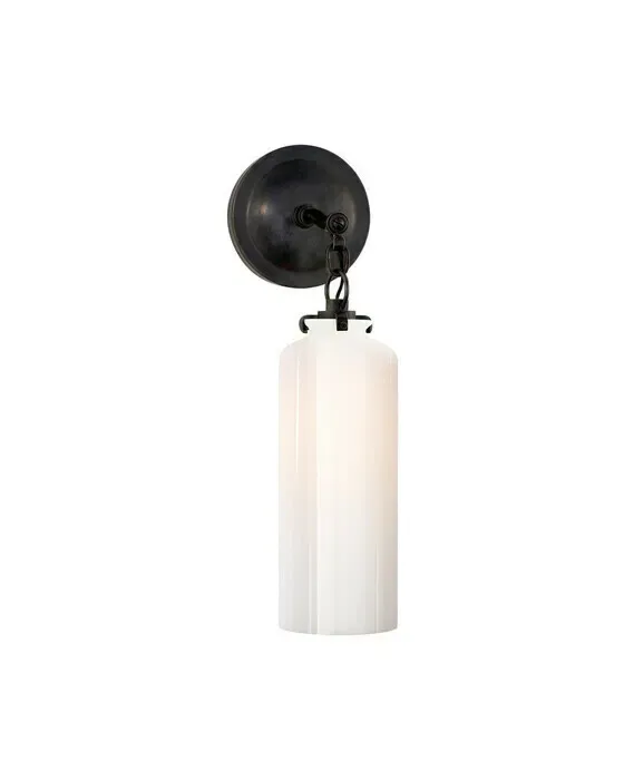 Katie Small Cylinder Sconce Bronze/White Glass