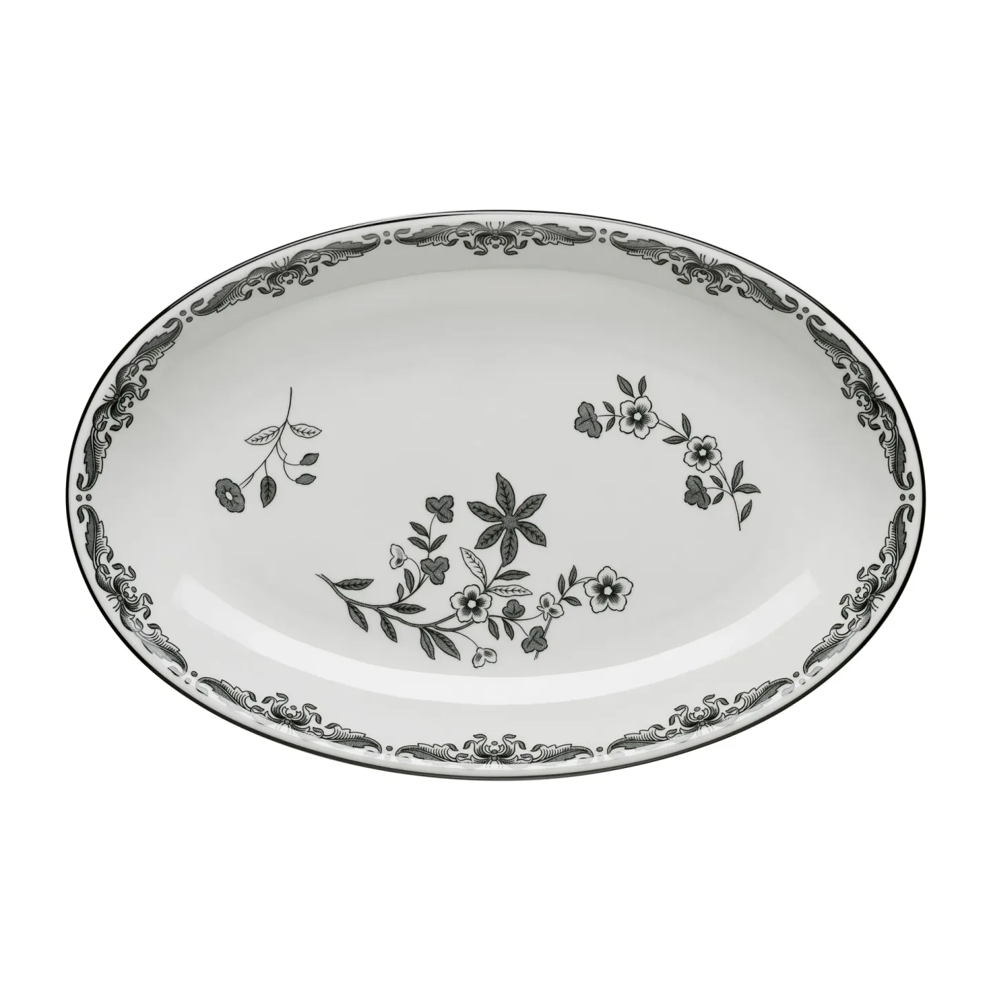 Rörstrand Ostindia Schwarz Servierteller oval 22 x 33cm Schwarz