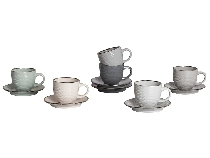 Set Kaffeetassen FENKAI Sandstein 12-teilig 6 Personen