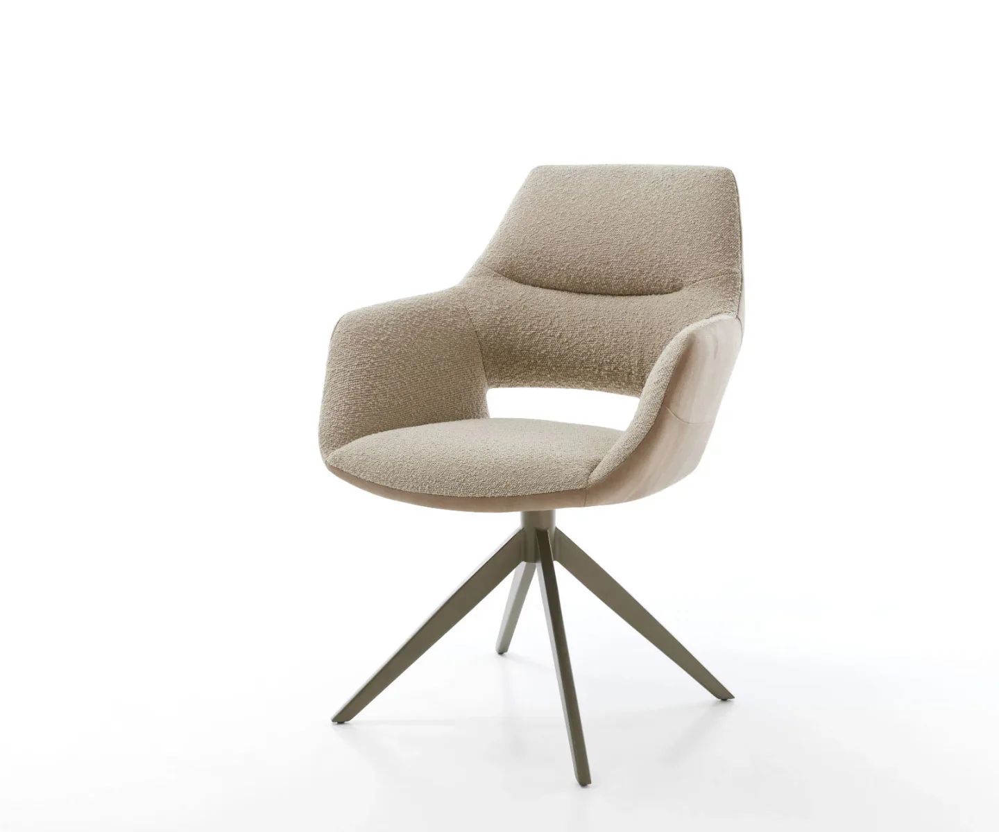 Drehstuhl Yago-Flex mit Armlehnen Materialmix Schlamm Kreuzgestell breit Effektfinish Titan 360° drehbar Taschenfederkern
