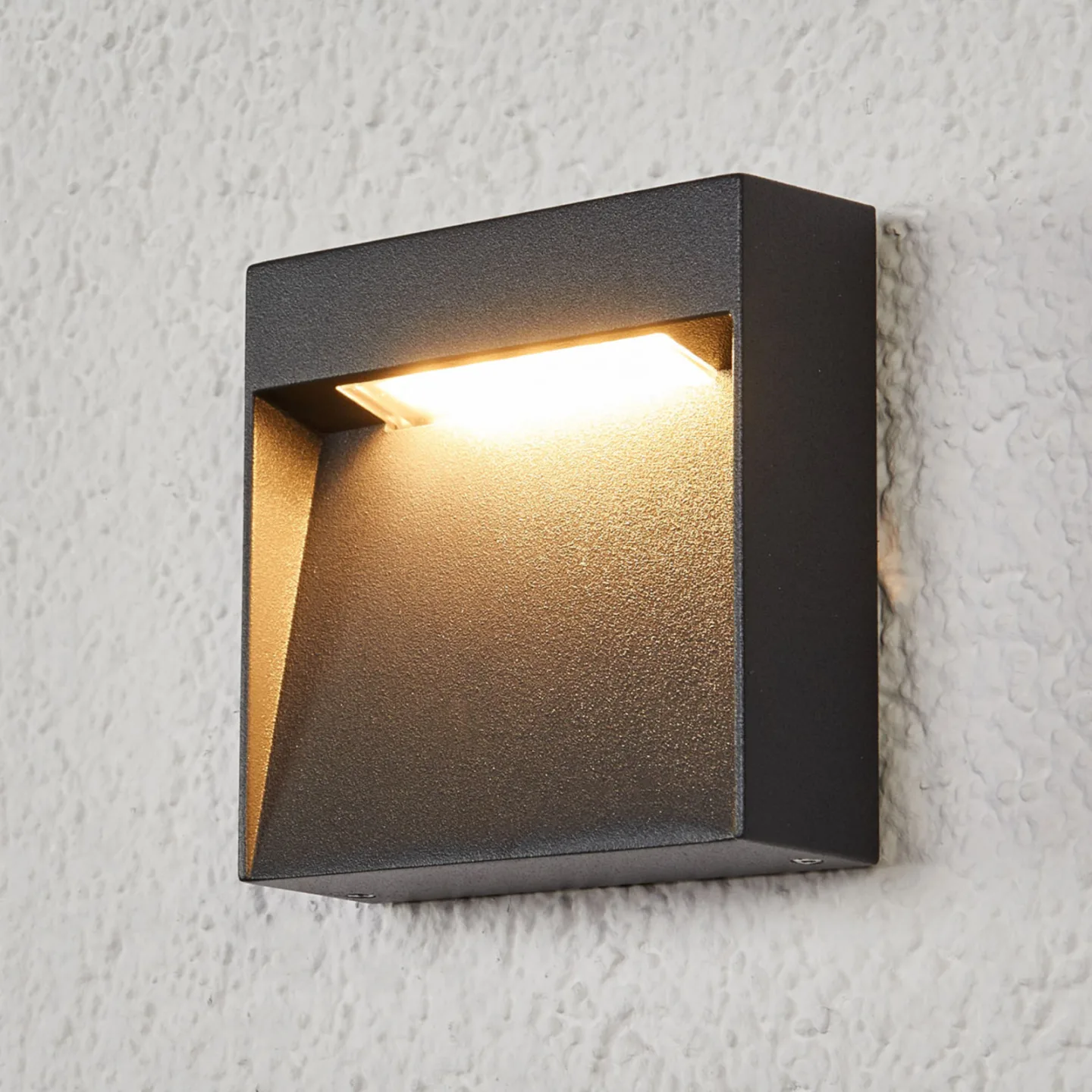 Bene LED Udendørs Væglampe Dark Grey - Lucande Dijora - Moderne - Metal - Kantet