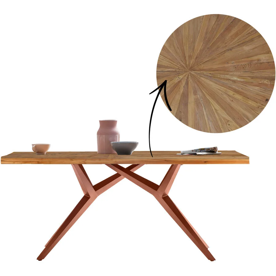 Esstisch Gordon natur Recyceltes Teak massiv Massivholz B 160 T 90 cm