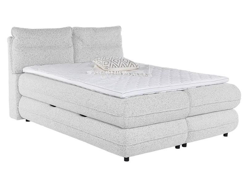 Boxspringbett NEBBIA hellgrau 140x200cm halbfest