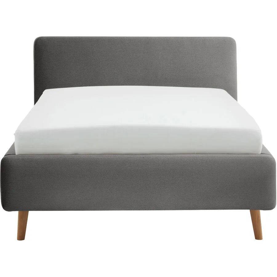 Bett Senja anthrazit/alu Stoff 140 x 200 cm