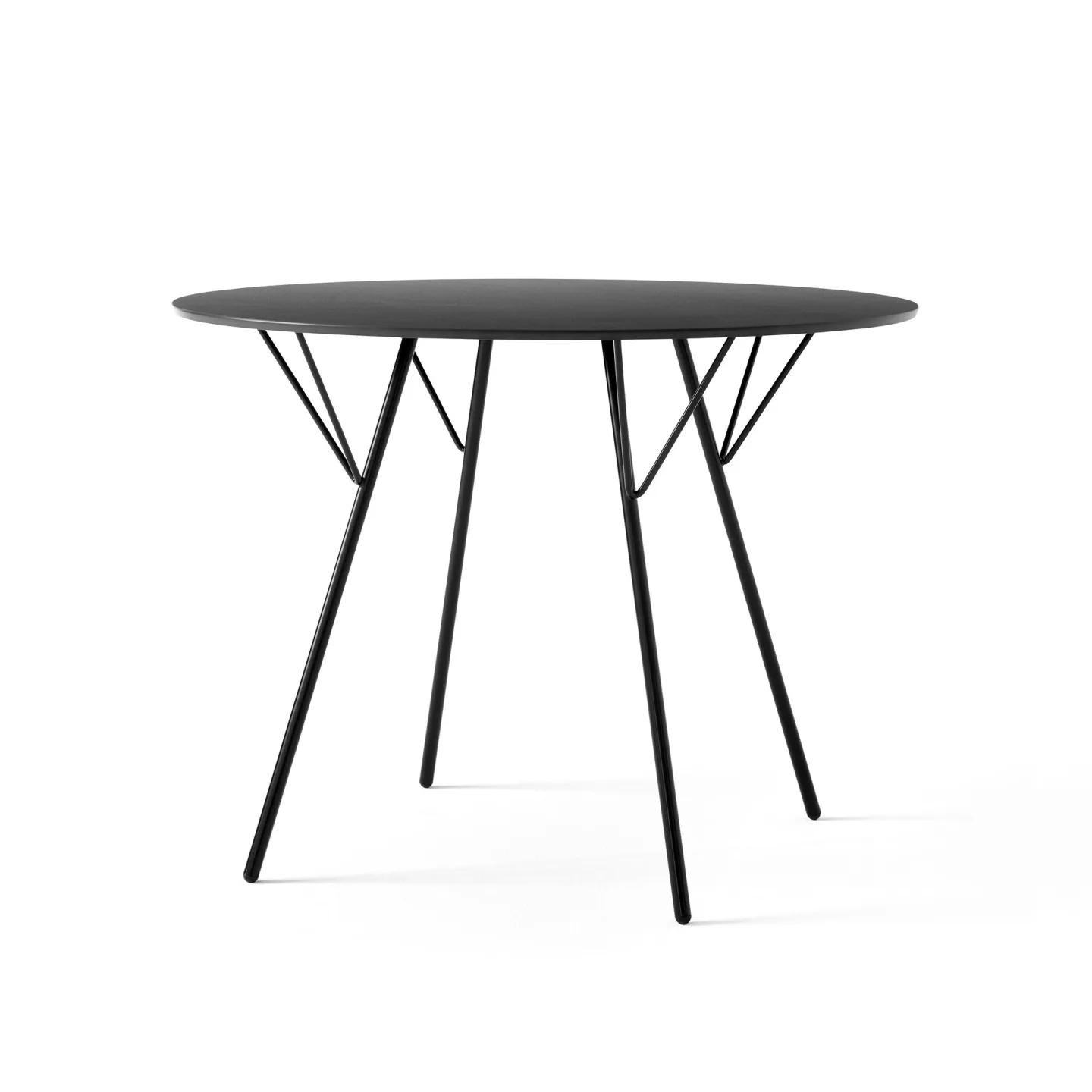 &Tradition - RFH Terrace Table RD6 Ø97 H73 cm Black frame Laminate Black - Matbord utomhus - Robin Day - Svart - Laminat/Metall