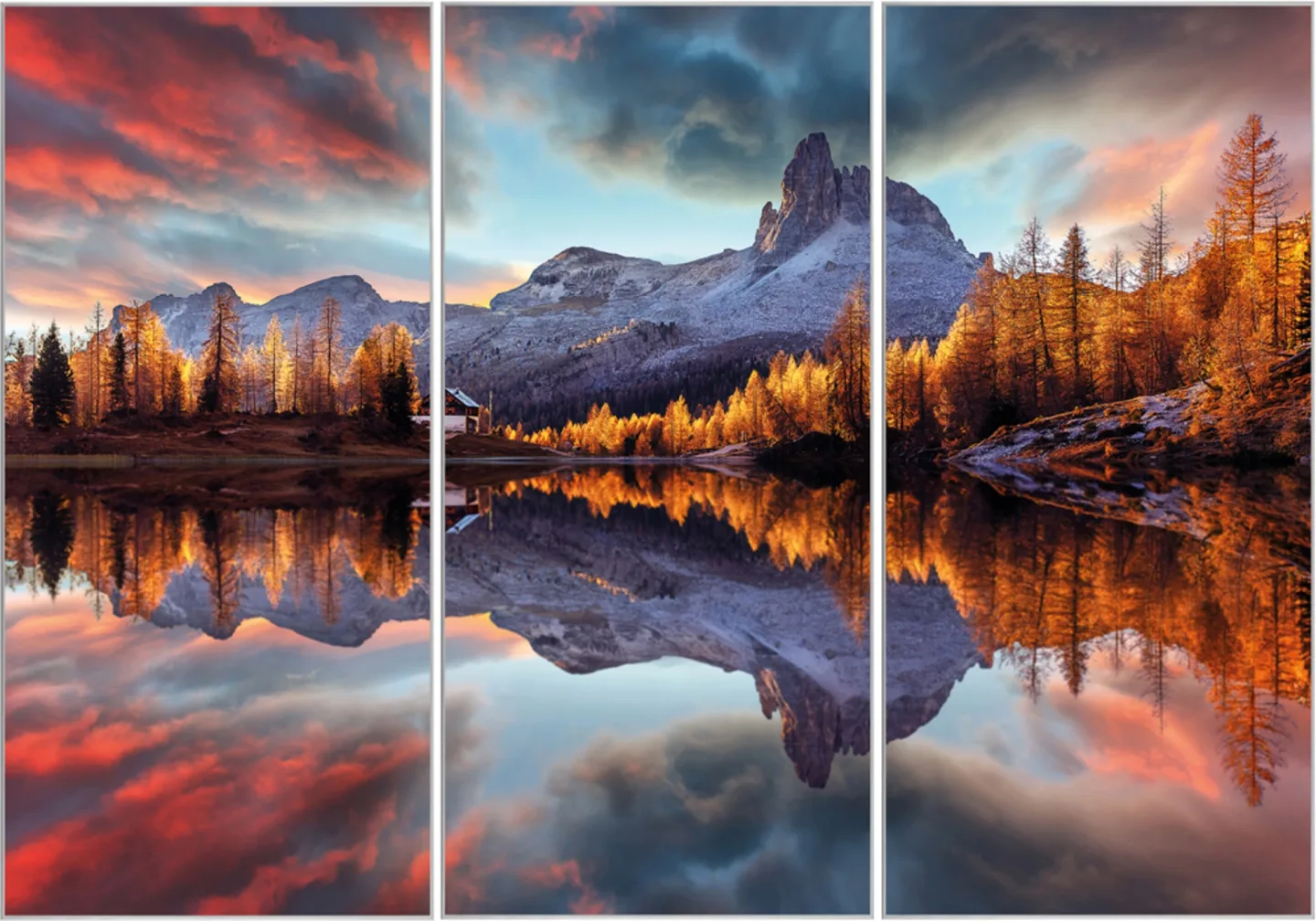 image LAND Bild mit Rahmen Spiegelnde Berge im Sonnenaufgang | Schubiger Möbel