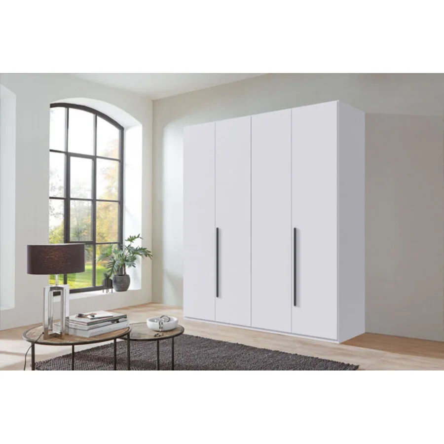 Kleiderschrank Annie Weiß - Griffe Grafit Mischholz B 180 cm