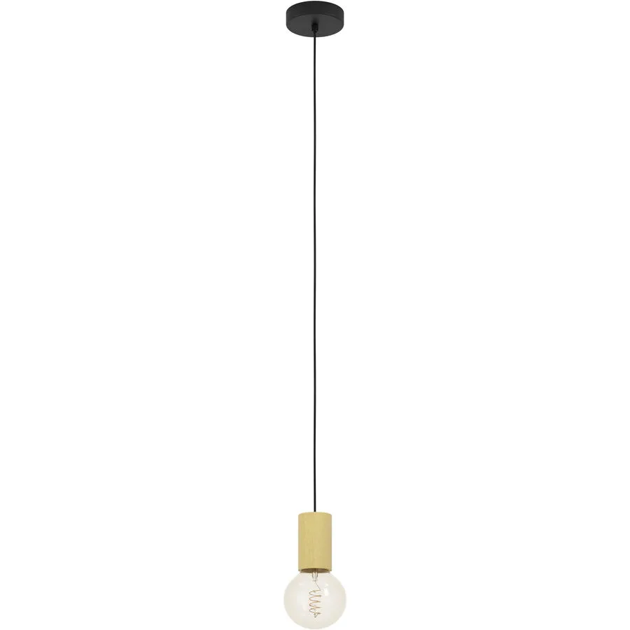 Eglo Pendellampe Pozueta 1 Braun/Schwarz Stahl/Holz 110 cm - Material: Holz/Stahl