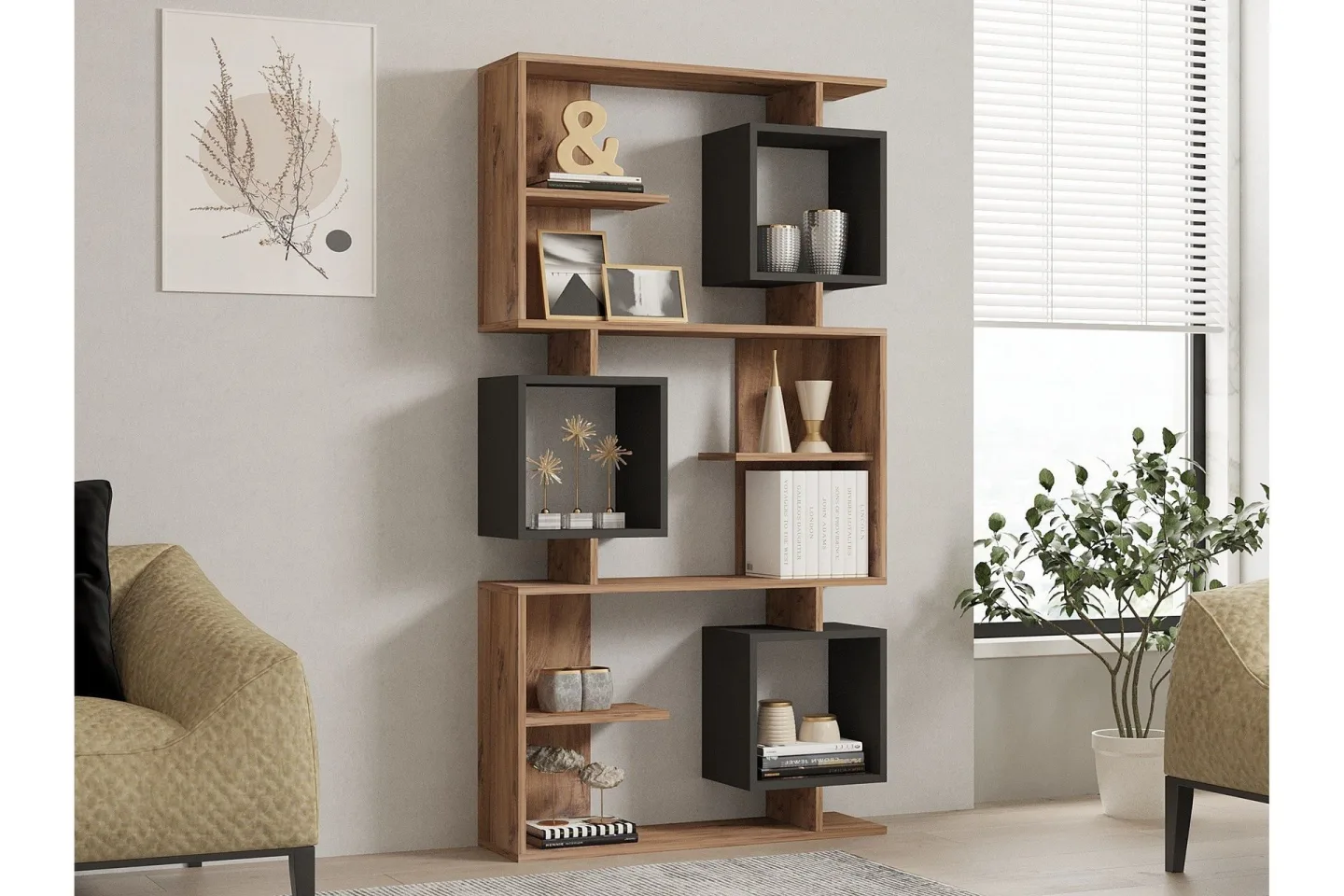 Icardi Bokhylla 90 cm - Brun/Antracit