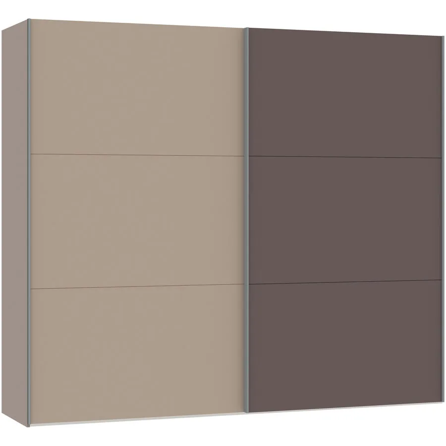 Kleiderschrank Arena Schwebetüren Nougat/Glas Holzwerkstoff B 253 cm - Schweizer Möbelhersteller