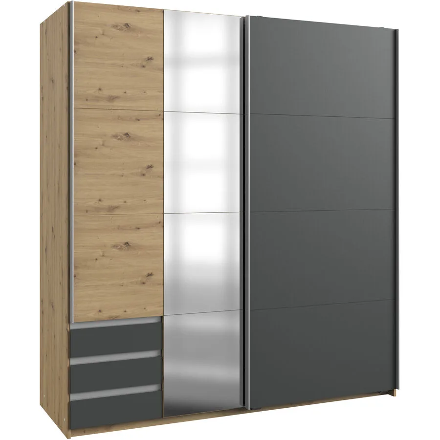 Kleiderschrank Richau Eiche/graphit Holzwerkstoff B 179 cm