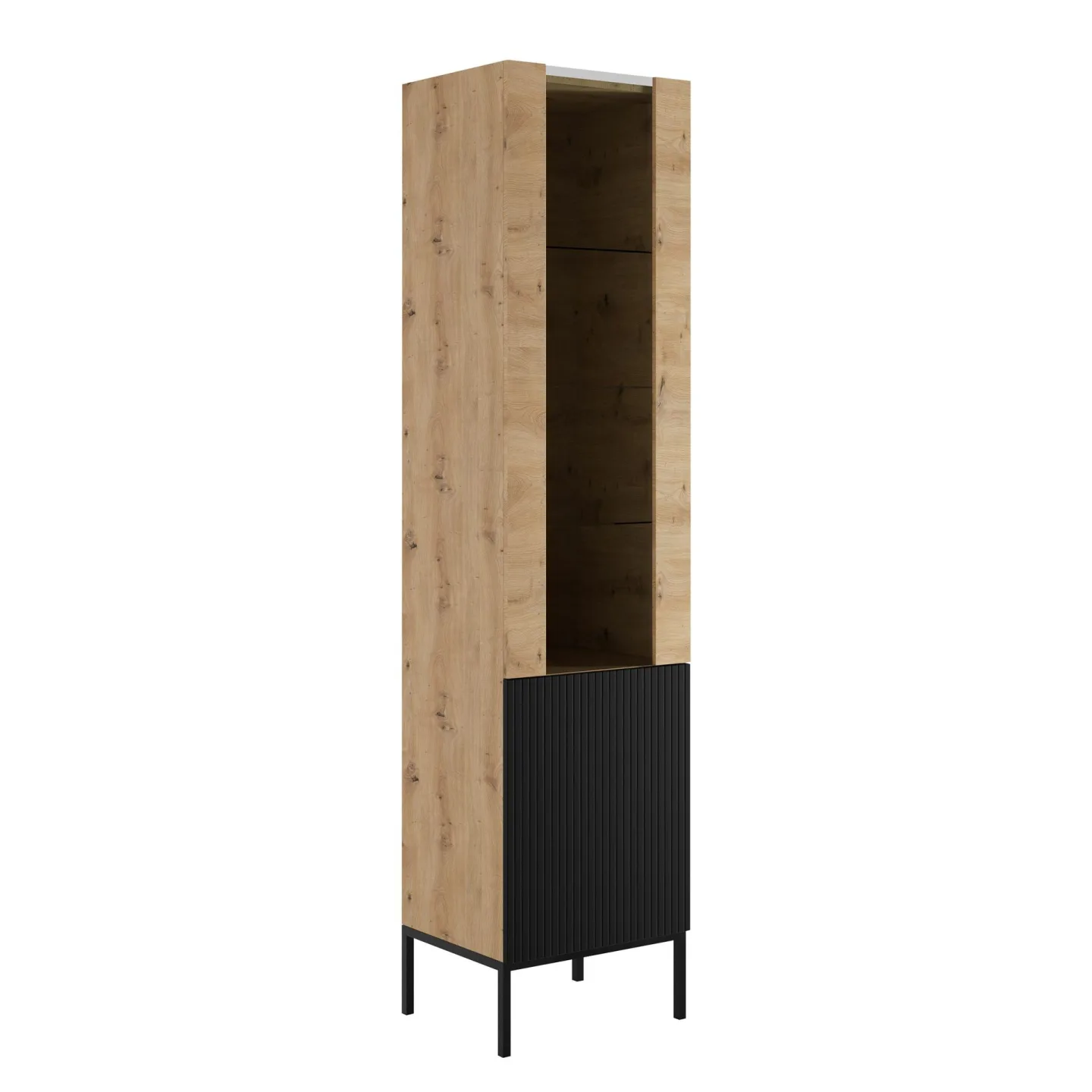 Amelus Vitrinskåp 50x190 cm - Brun/Svart