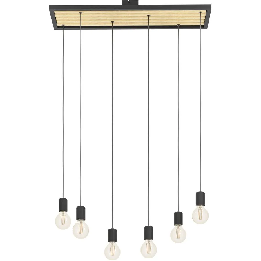 Eglo Pendellampe Consett Braun/Schwarz Stahl/Holz 25 cm 110 cm - Material: Holz/Stahl