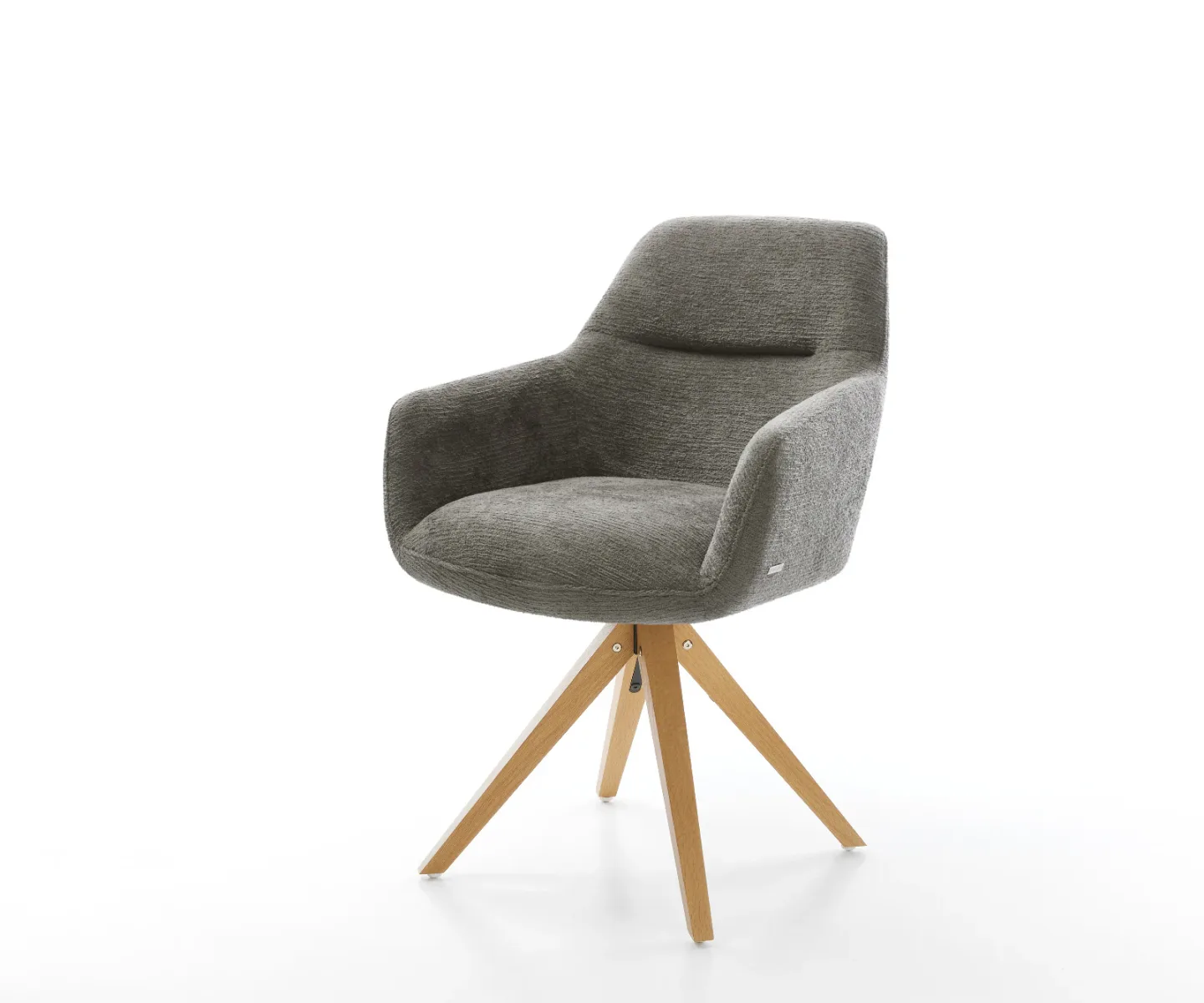 Drehstuhl Pejo-Flex Bouclé Soft Schlamm Holzgestell kantig Natur 360° drehbar Taschenfederkern