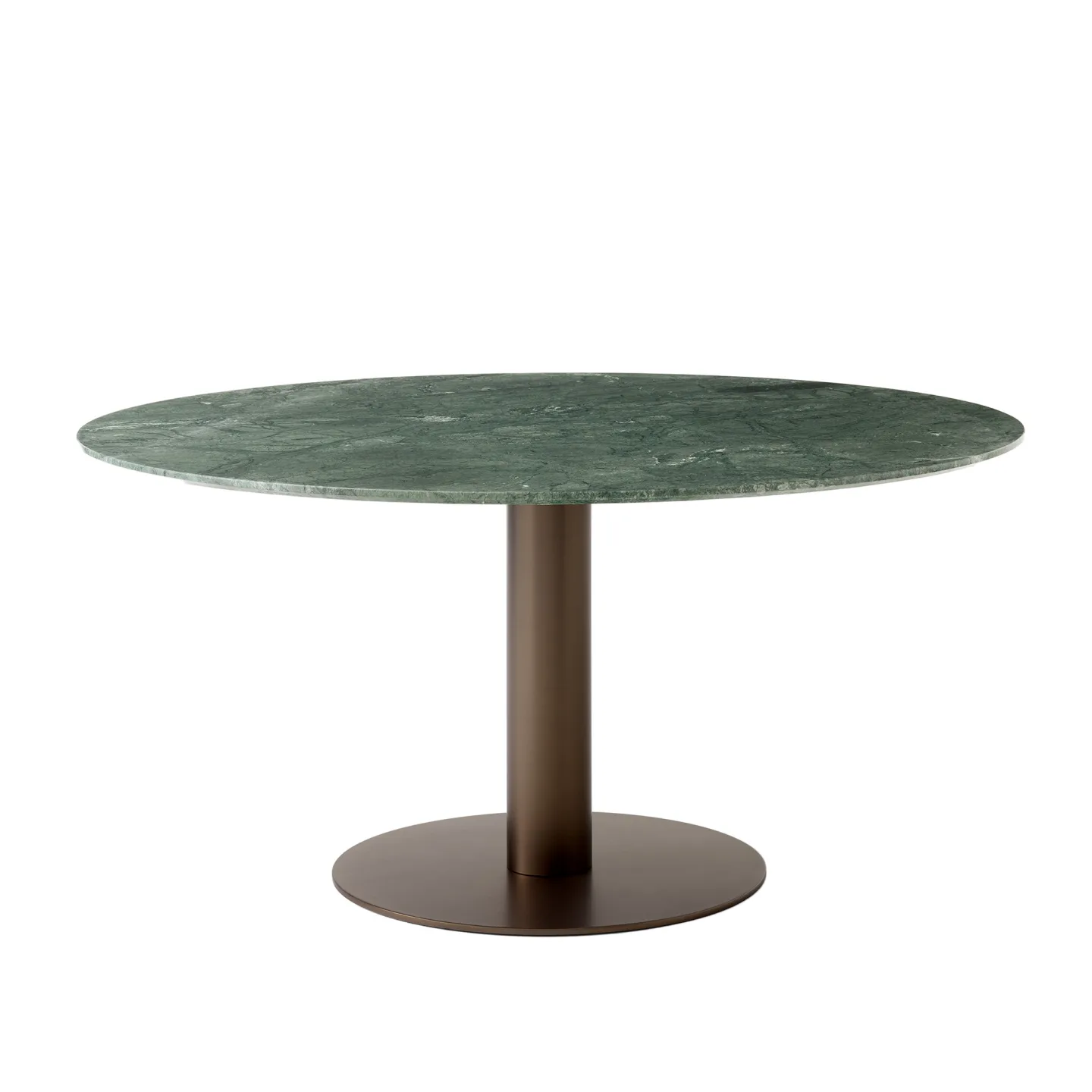 &Tradition - In Between Dining Table SK20 Ø150 H73 cm Bronzed center base Marble Verde Guatemala - Matbord - Sami Kallio - Grön - Metall/Sten