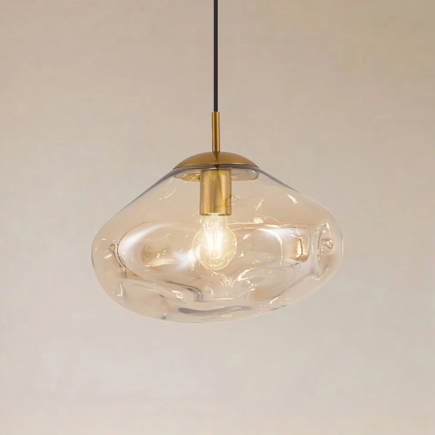 Lelia Hängeleuchte Ø 35 cm amber Glas - Lindby - Esszimmer - Design - Einflammig