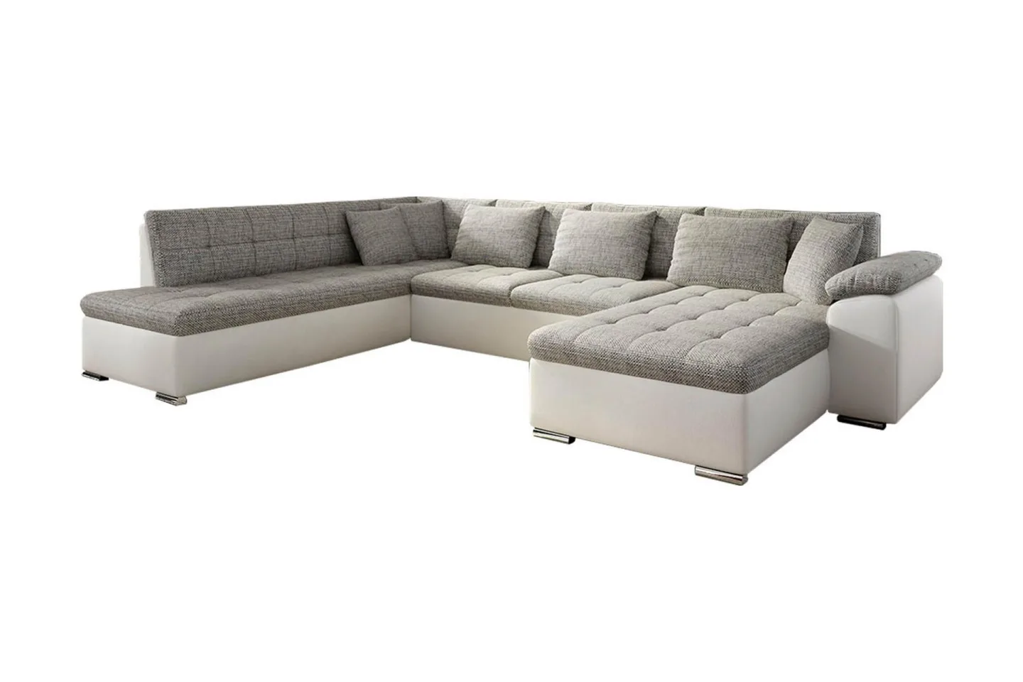 Niko U-Bäddsoffa 350x205x76 cm Divan Höger - Beige/Grå/Vit