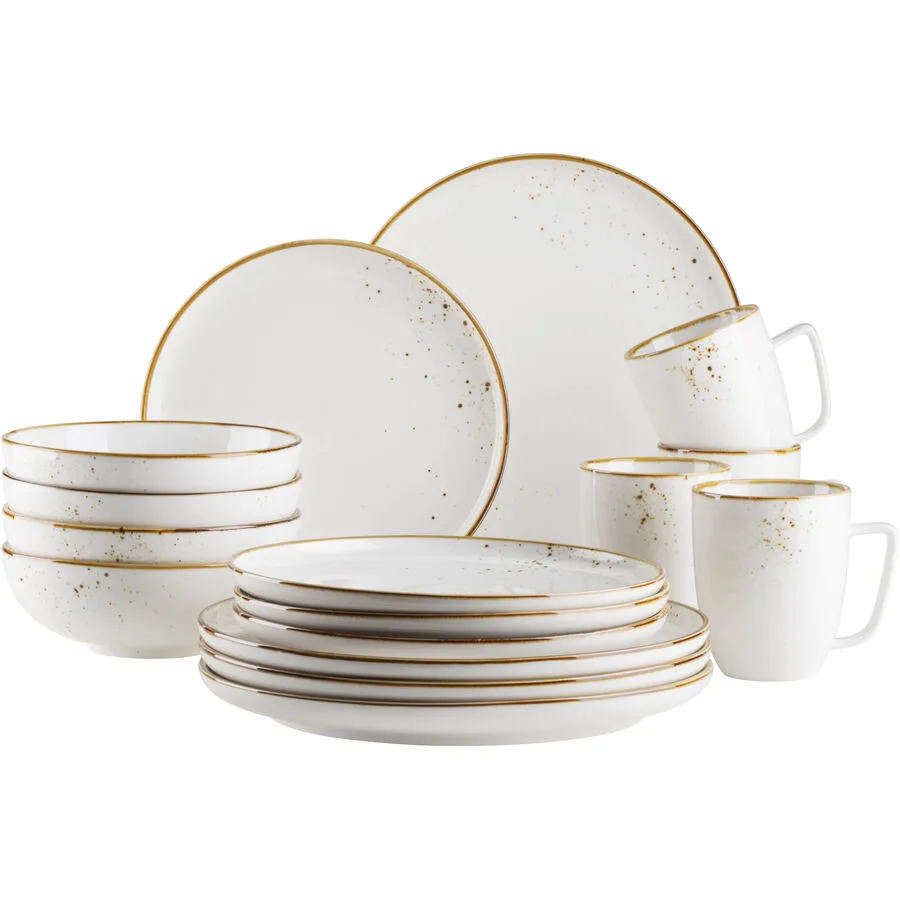 MÄSER Geschirr-Set Pintar Weiss/Braun Porzellan