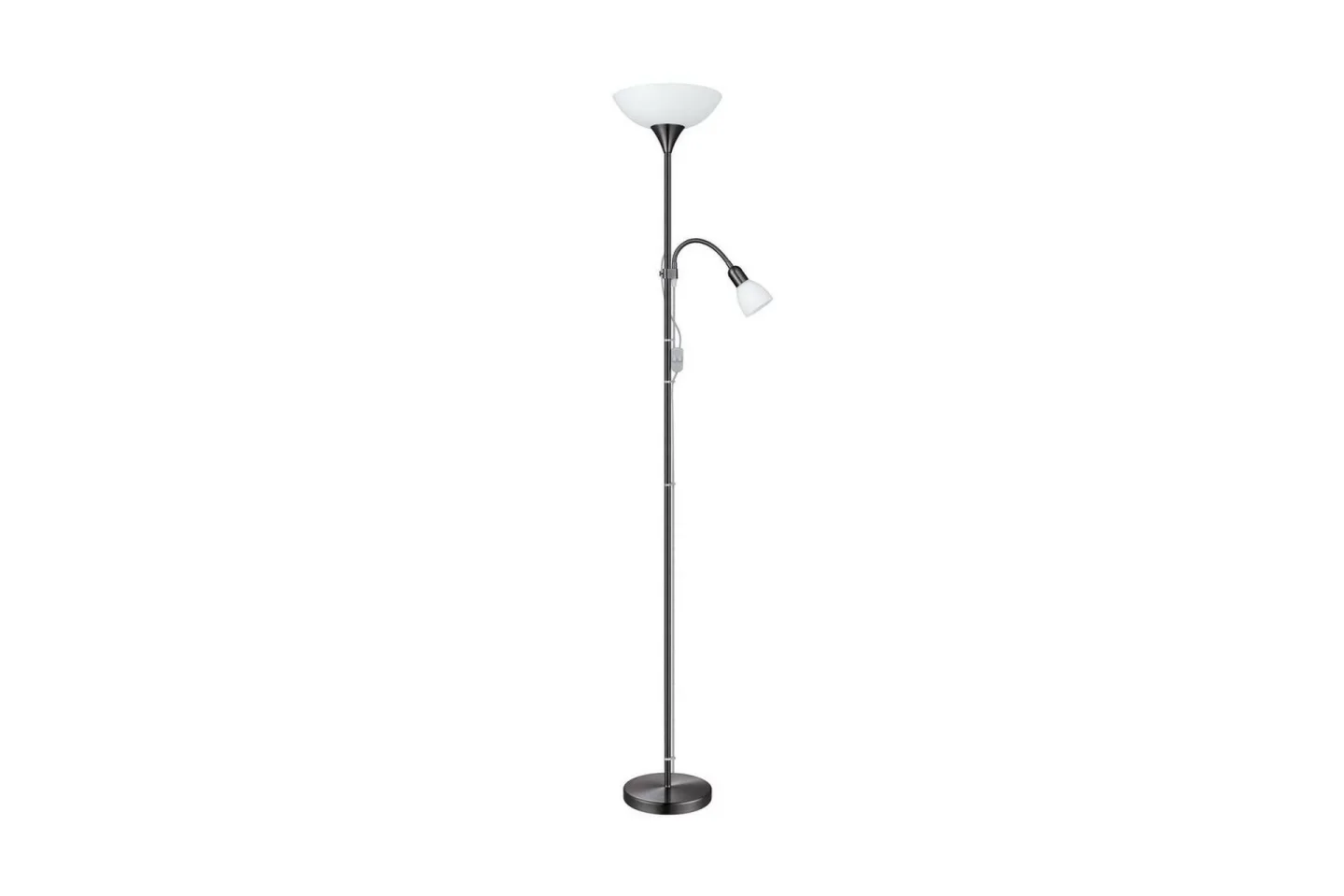 Golvlampa Eglo Up 2 med Läslampa Nickel-Nero Vit - Vit