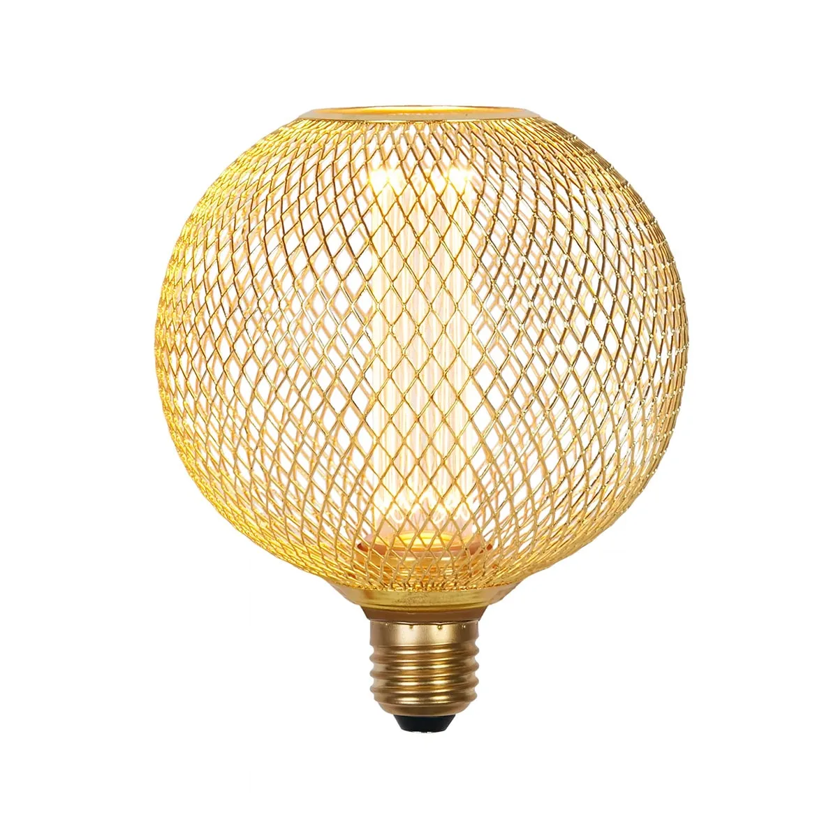 Globlampa Wire Mesh Globe Lamp Guld 1800K E27