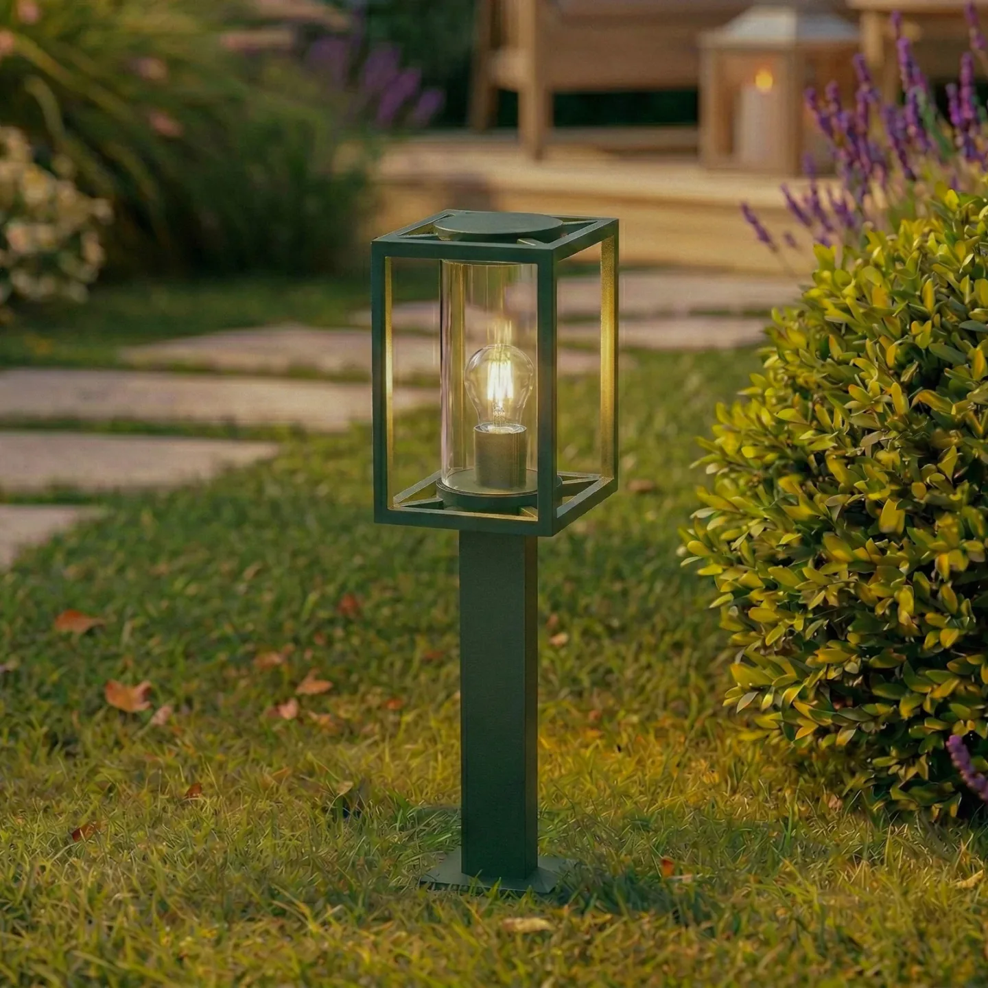 Ferda Wegeleuchte, IP44, E27, 60 cm, grün, Glas - Lucande - Terrasse - Modern - Aluminium - Einflammig