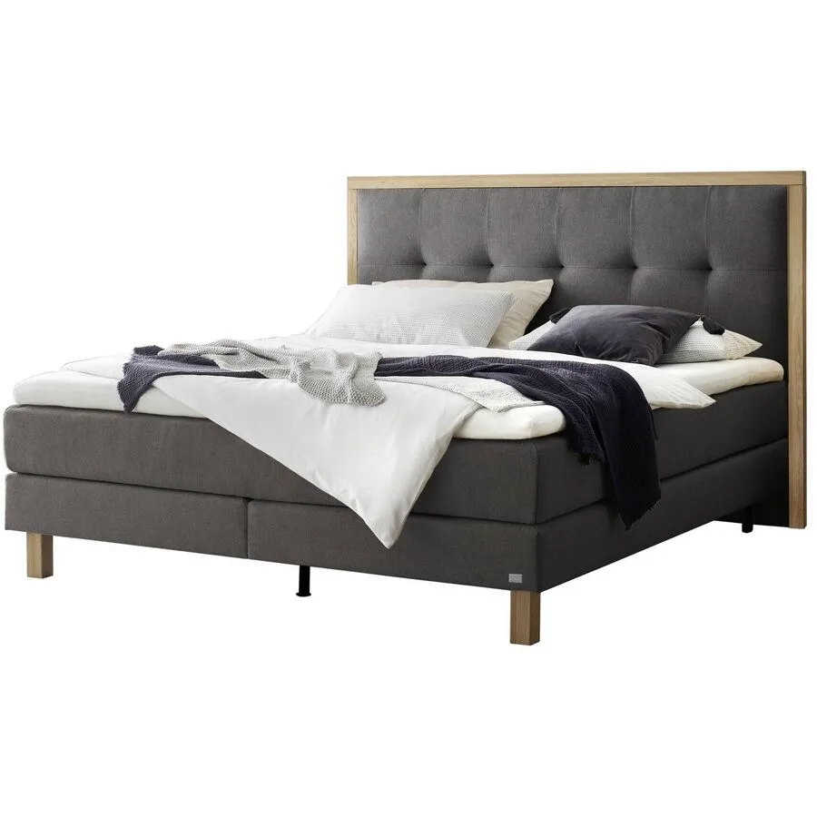 Hasena Boxspringbett Solara grey Stoff 180 x 200 cm