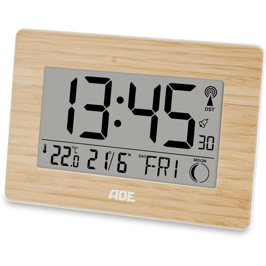 Funkuhr ADE Braun/Weiss ABS - Farbe: Bambus/Weiss