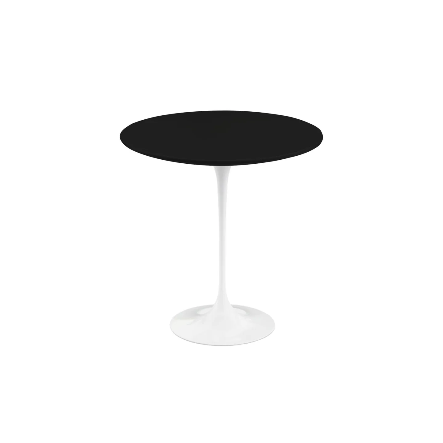 Knoll - Saarinen Round Table - Småbord, Vitt underrede, skiva i Svart laminat, Ø 51 - Sidobord - Eero Saarinen