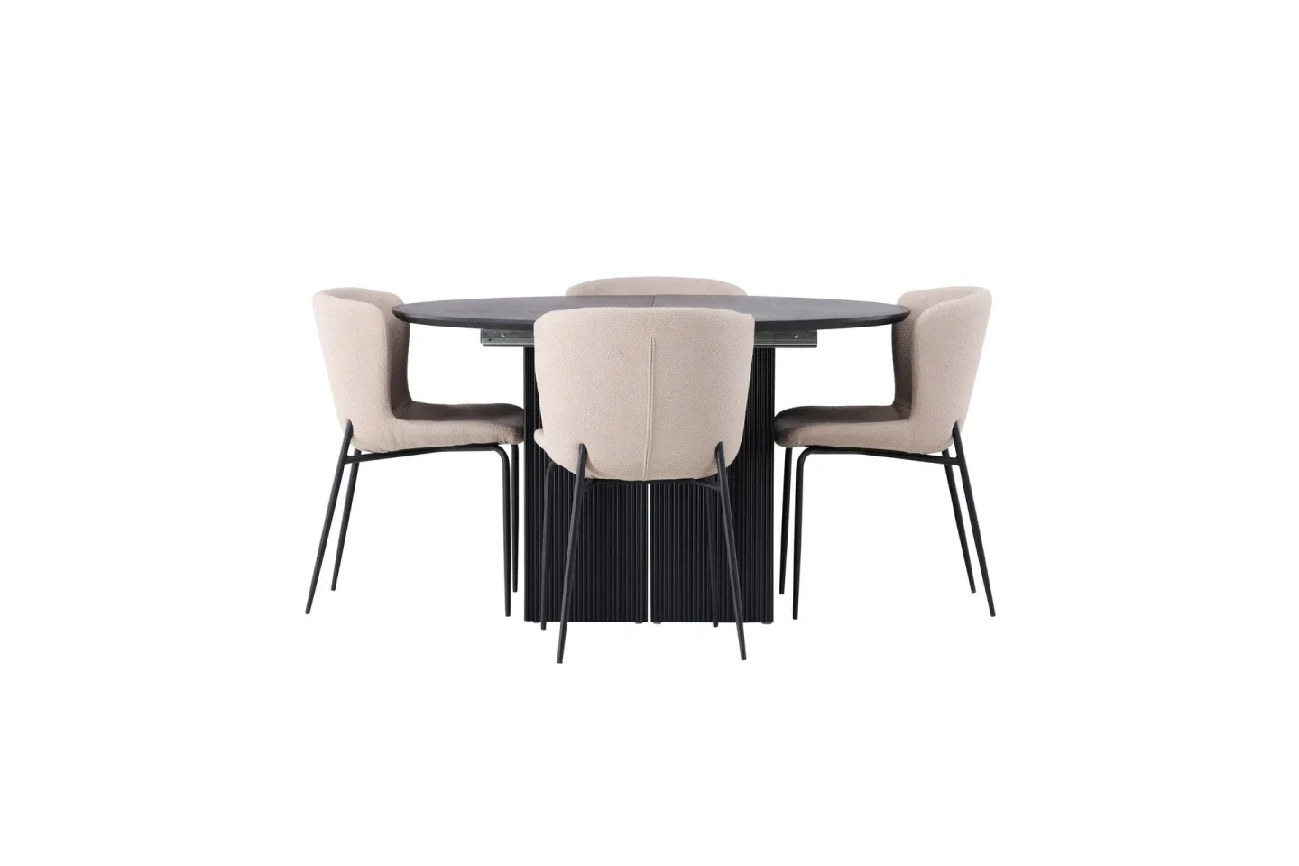 Matilda Matgrupp 130 cm Rund med 4 Modesto Stolar - Beige