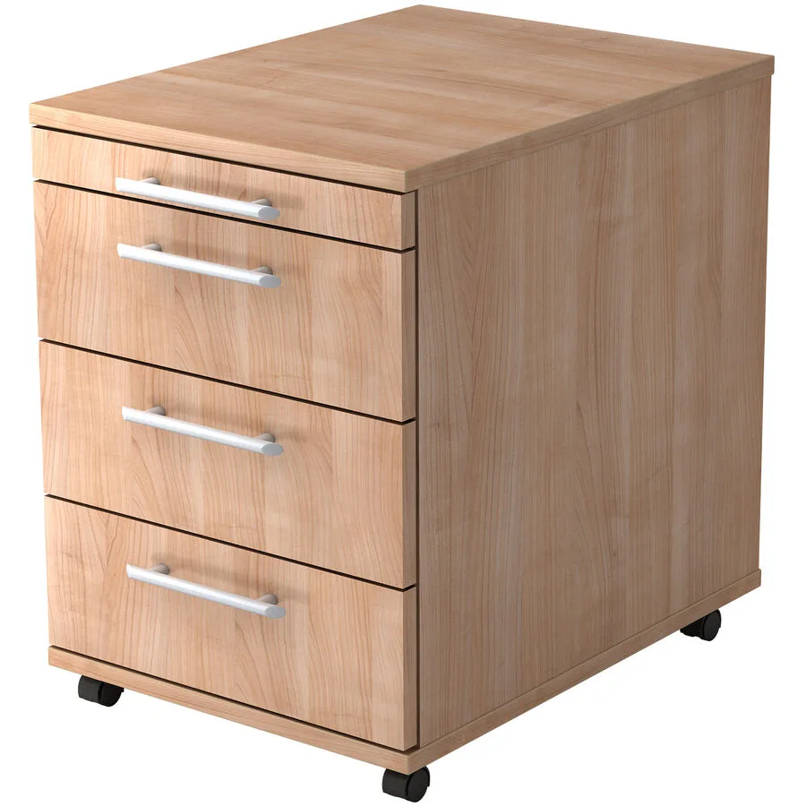 Rollcontainer Office nussbaum/Aluminium gebürstet Holzwerkstoff B 42.8 H 59 cm