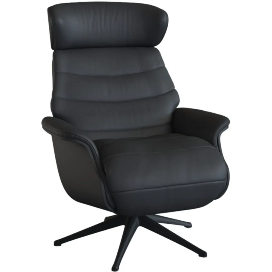 Relaxsessel Cam Schwarz Leder 83 cm 88 cm