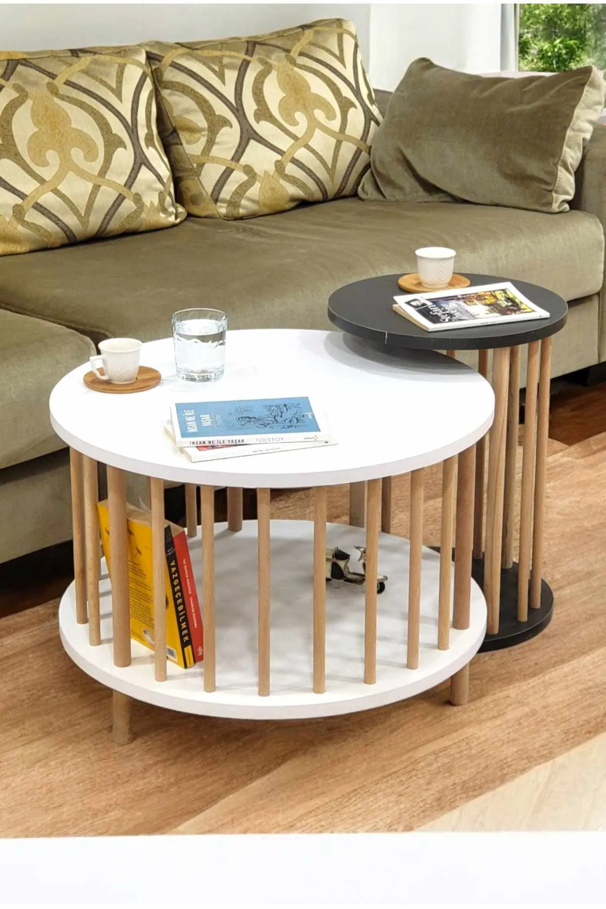 Belvo Soffbordsset 60x43 cm - Vitt och antracit
