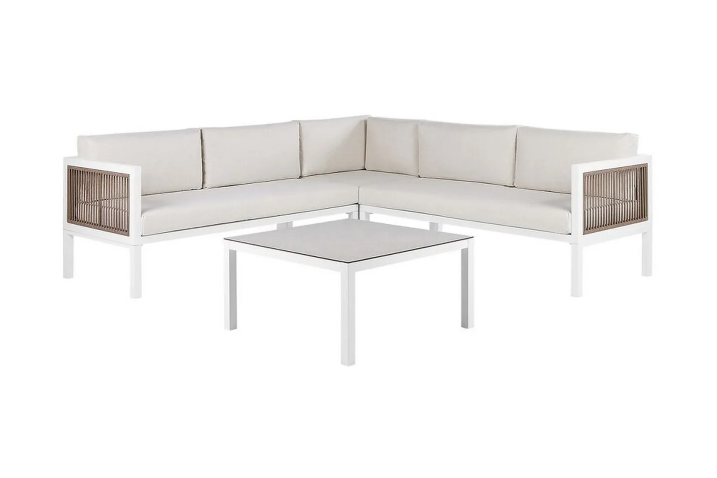Loungegrupp Utomhus vit/brun BORELLO - Vit