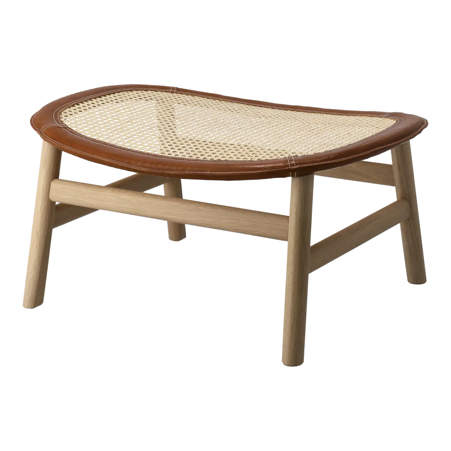 Gärsnäs Dandy Fußhocker Eiche-Natur-Tärnsjö Leder Cognac