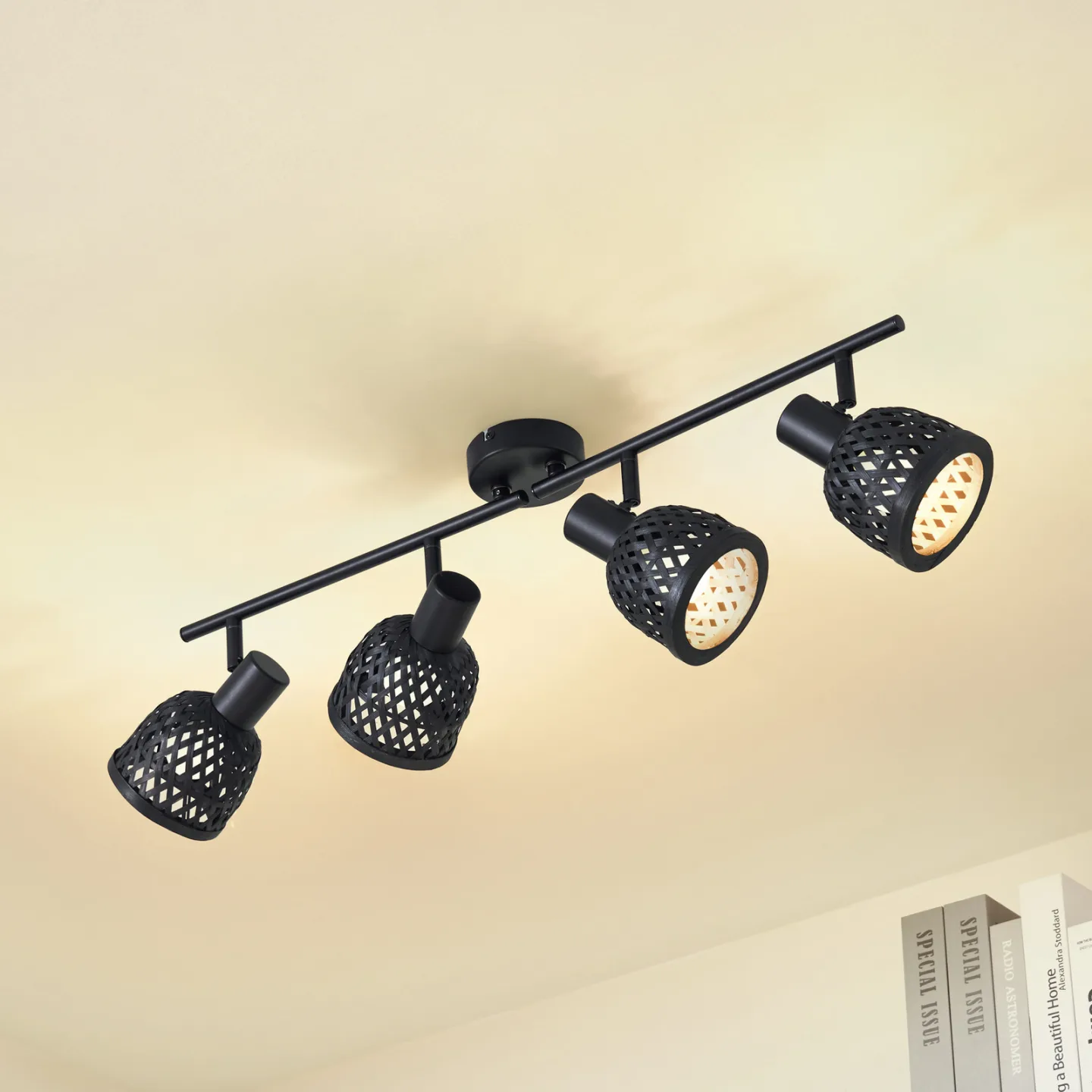 Eskil 4 Plafond Svart - Lindby - Matsal - Modern - Bambu - Med flera ljuskällor