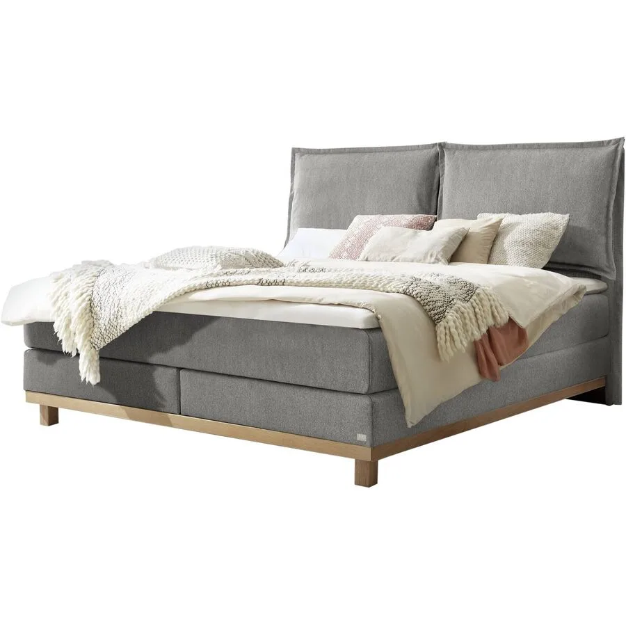 Hasena Boxspringbett Zamora grey Stoff 140 x 200 cm