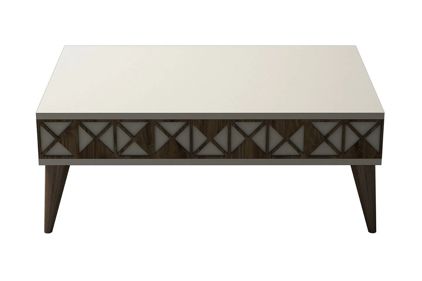 Muennink Soffbord 90 cm med Förvaring Hylla - Krämvit/Brun