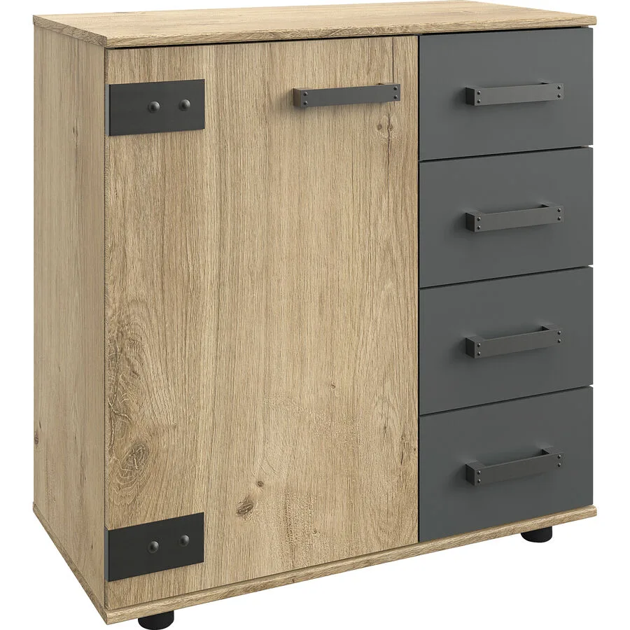 Kommode Jasmin Eiche/graphit Holzwerkstoff B 81 H 83 cm