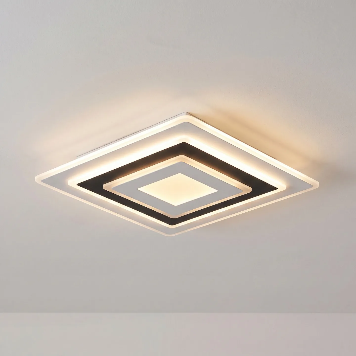 Rebeka LED-Deckenleuchte, 50 x 50 cm, CCT, dimmbar - Lindby - Wohnzimmer - Modern - Kunststoff - Eckig