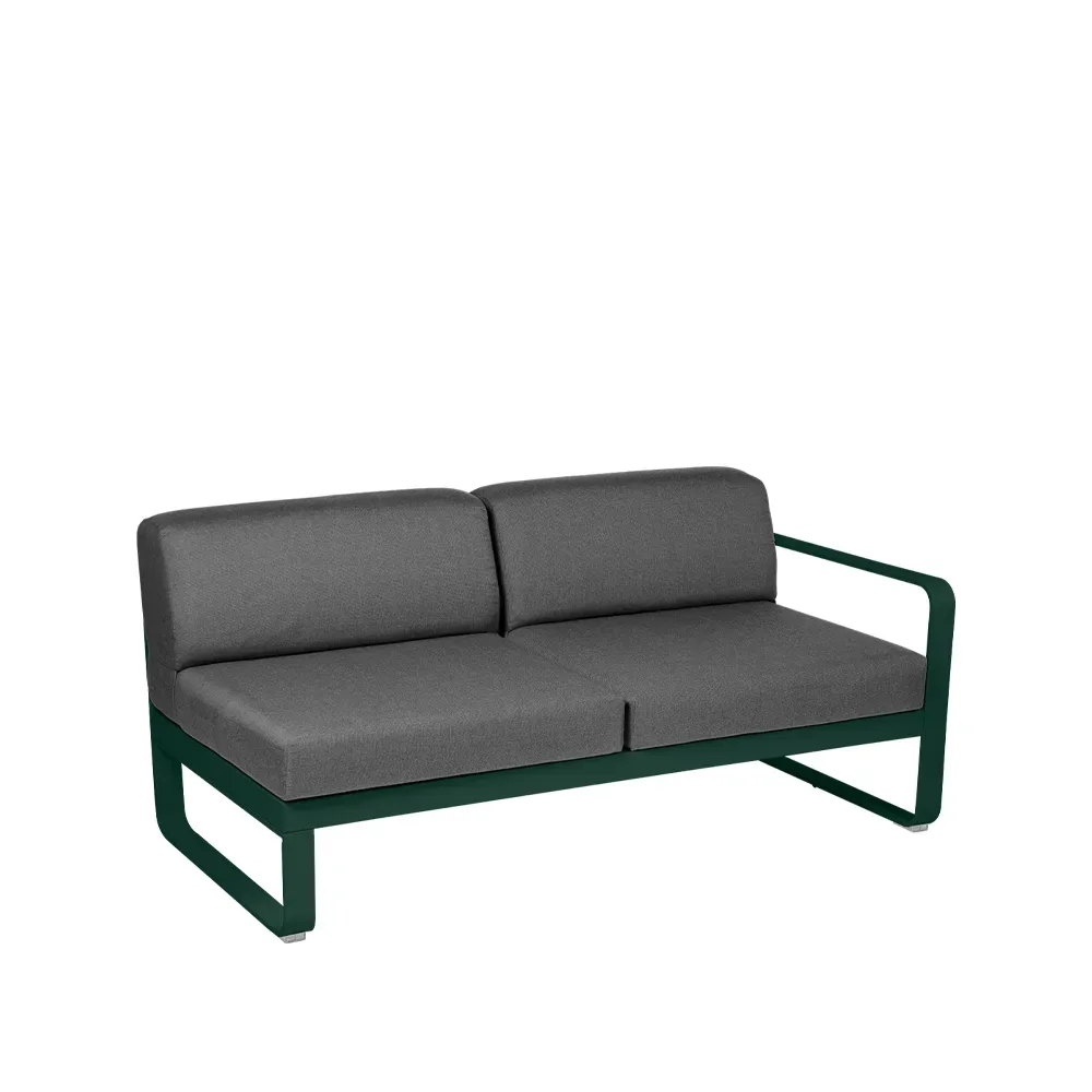 Fermob Bellevie Right modulsoffa 2-sits Cedar green (grön), graphite grey dyna