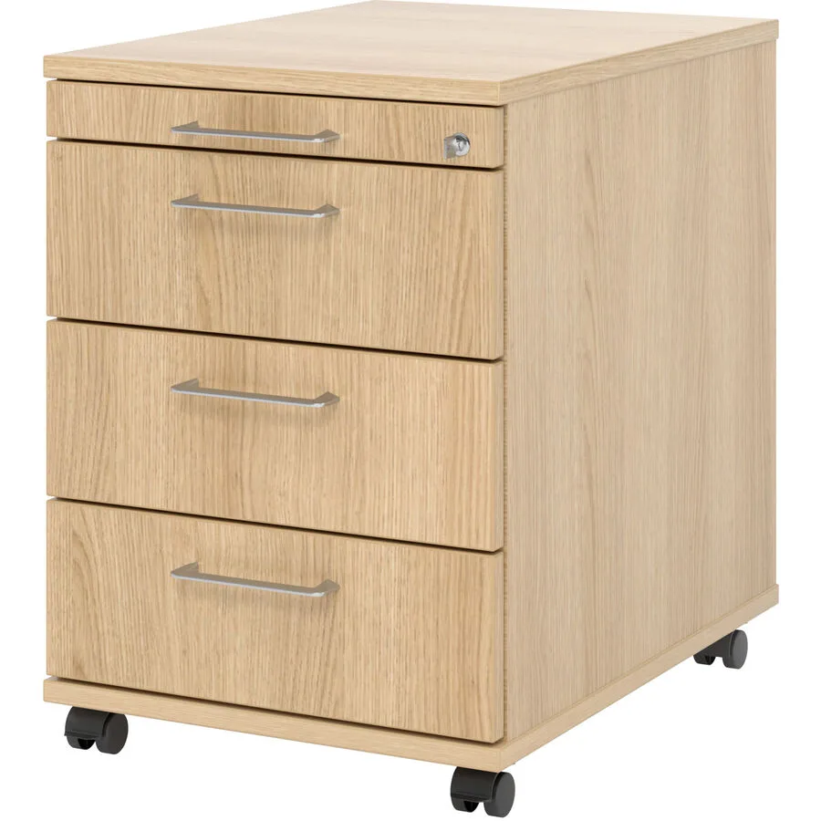 Rollcontainer Office eiche/Aluminium gebürstet Holzwerkstoff B 42.8 H 59 cm